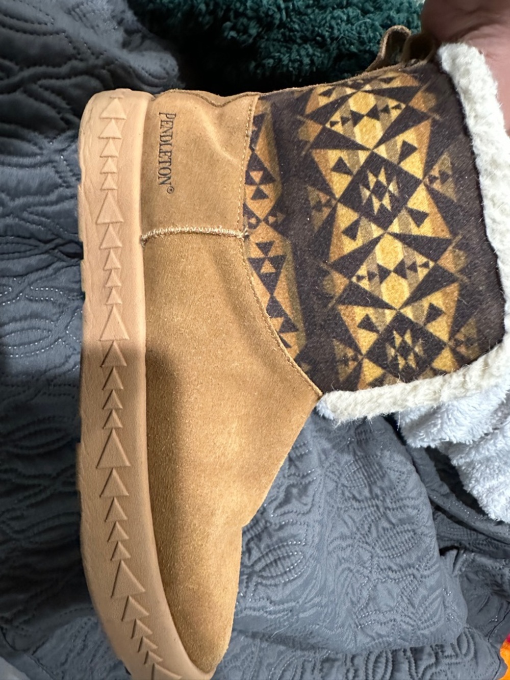 Pendleton Tan & Mustard Wool-Trim Suede Boot